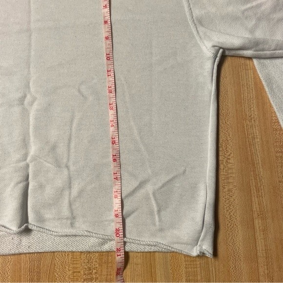 aerie crewneck cropped distressed white athletic sweater cotton blend - Picture 10 of 10